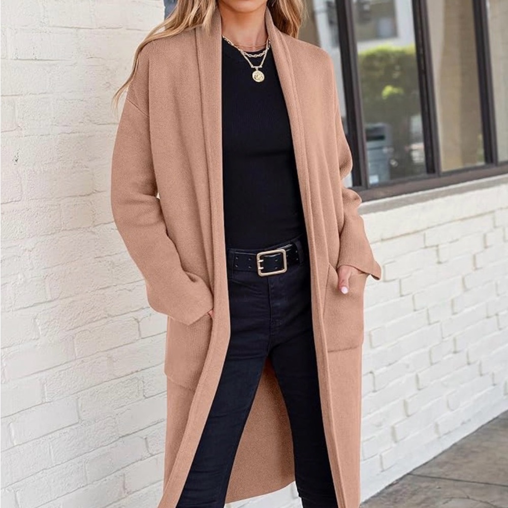 Elegant Tan Open Front Cardigan